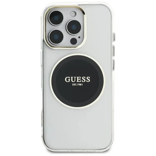 iPhone 16 Pro Max Fekete Guess IML Metal Colored Circle Classic Logo MagSafe tok - 3