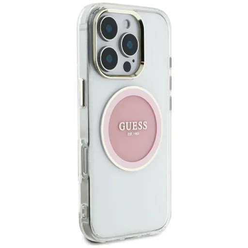  iPhone 16 Pro Max rózsaszín Guess IML Metal Colored Circle Classic Logo MagSafe tok - 4
