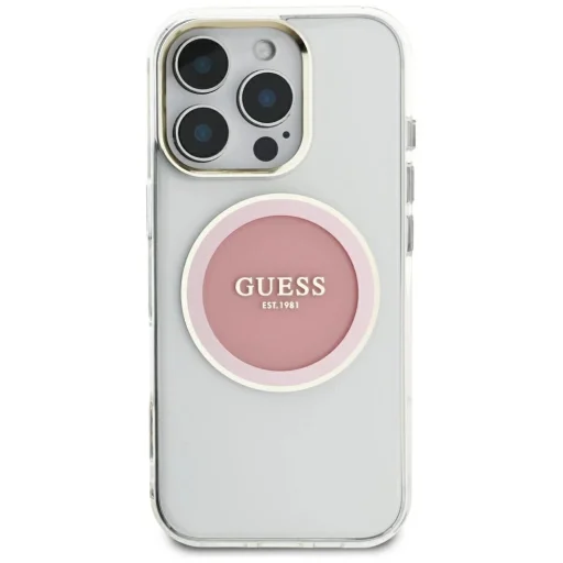  iPhone 16 Pro Max rózsaszín Guess IML Metal Colored Circle Classic Logo MagSafe tok - 3