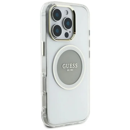  iPhone 16 Pro Max Szürke Guess IML Metal Színes Kör Classic Logo MagSafe tok - 4