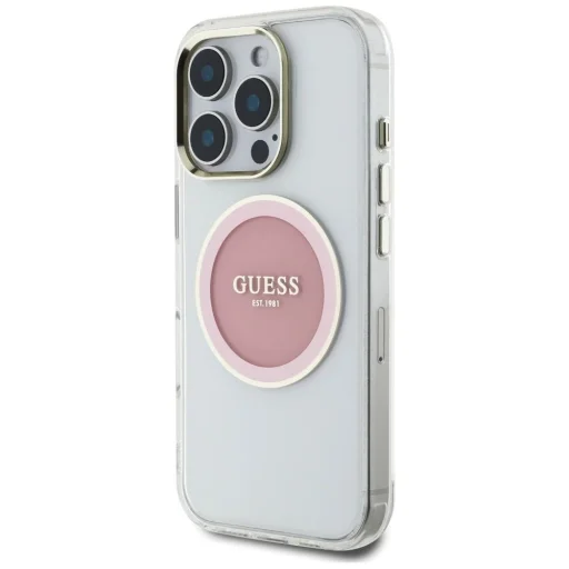  iPhone 16 Pro Rózsaszín Guess IML Metal Colored Circle Classic Logo MagSafe tok - 2