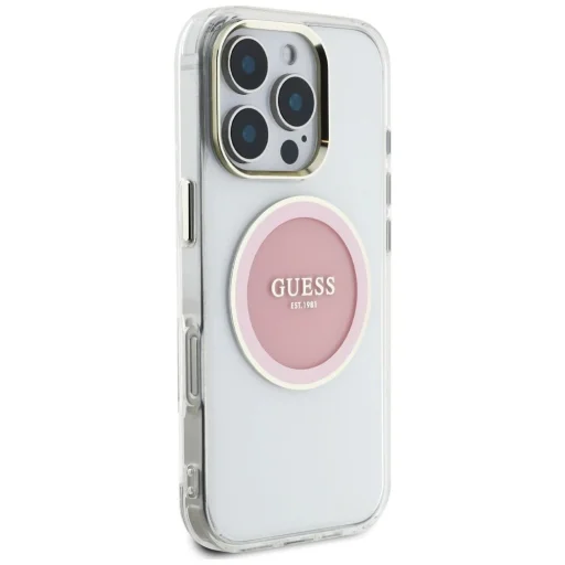  iPhone 16 Pro Rózsaszín Guess IML Metal Colored Circle Classic Logo MagSafe tok - 4