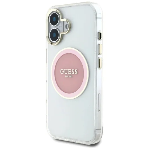  iPhone 16 Rózsaszín Guess IML Metal Colored Circle Classic Logo MagSafe tok - 2
