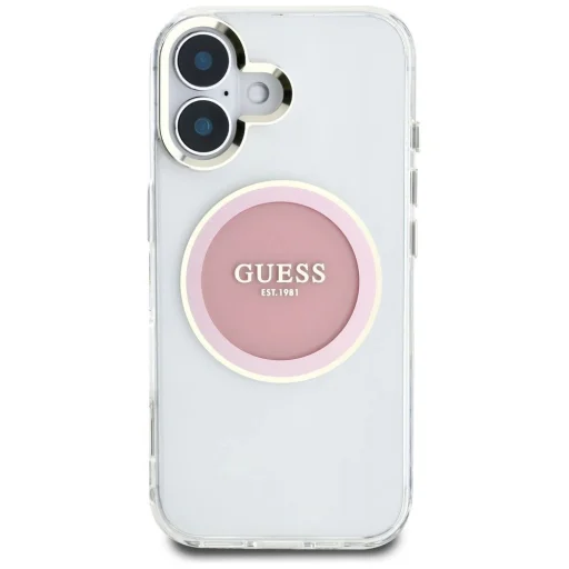  iPhone 16 Rózsaszín Guess IML Metal Colored Circle Classic Logo MagSafe tok - 3