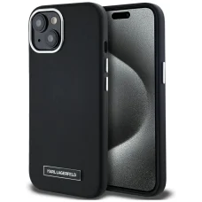  iPhone 15 Fekete Karl Lagerfeld FW Metal Plate MagSafe tok
