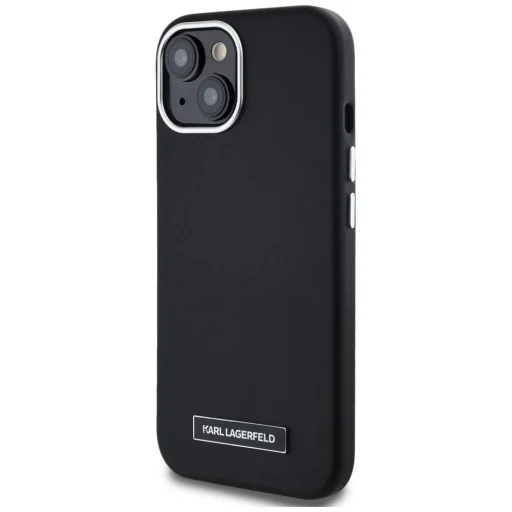  iPhone 15 Fekete Karl Lagerfeld FW Metal Plate MagSafe tok - 2