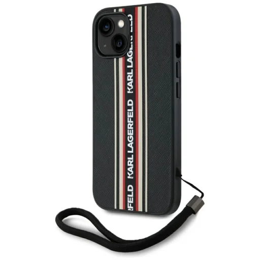  iPhone 15 Piros Karl Lagerfeld Saffiano Athleisure Stripes Cord tok - 2