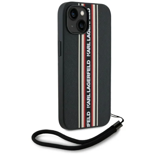  iPhone 15 Piros Karl Lagerfeld Saffiano Athleisure Stripes Cord tok - 3