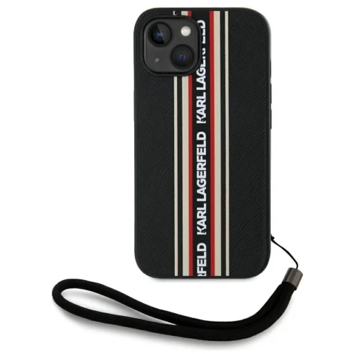  iPhone 15 Piros Karl Lagerfeld Saffiano Athleisure Stripes Cord tok - 1