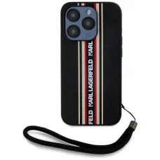  iPhone 15 Pro Piros Karl Lagerfeld Saffiano Athleisure Stripes Cord tok