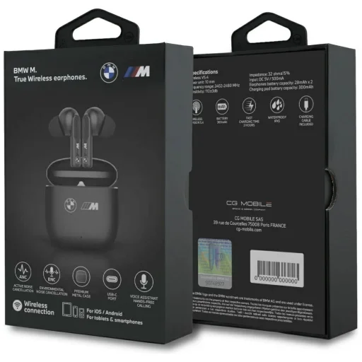 BMW M Metal M Logó Nyomtatott ANC-ENC TWS Bluetooth Fülhallgató - Fekete - 5