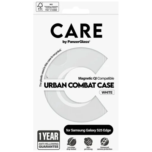 CARE by PanzerGlass Flagship Urban Combat Fehér QI tok Samsung Galaxy S25 Edge-hez - Átlátszó tok - 4