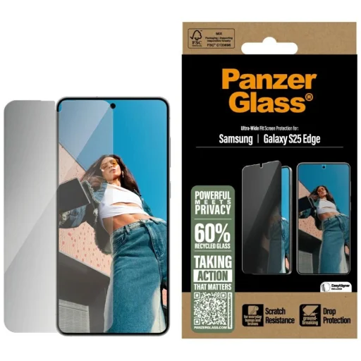  Samsung Galaxy S25 Edge Átlátszó PanzerGlass Ultra-Wide Fit Privacy üvegfólia - 1