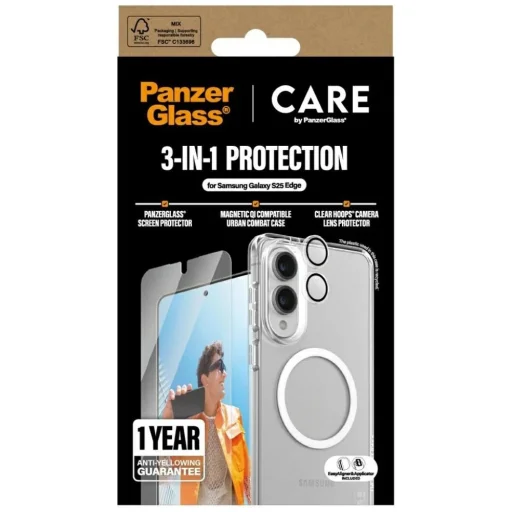 CARE by PanzerGlass Flagship 3in1 Tok+Üveg+Lencse Samsung Galaxy S25 Edge - átlátszó - 4