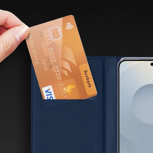  Samsung S25 Edge kék DUX DUCIS wallet fliptok SKIN PRO tok - 7