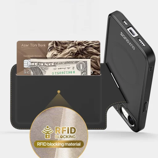  iPhone 16e fekete DUX DUCIS Rafi II MAG állvánnyal kompatibilis MagSafe tok - 5