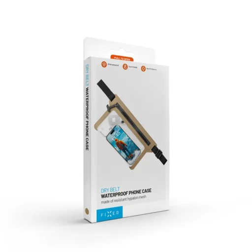  Fixed - Vízálló tok szárazöv - 7,5"-os telefonhoz, IPX8, állítható pánt, érintőképernyő-barát, Hypalon háló - Bézs - 9