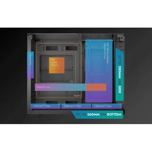Darkflash TH285M számítógépház (fekete) - 11