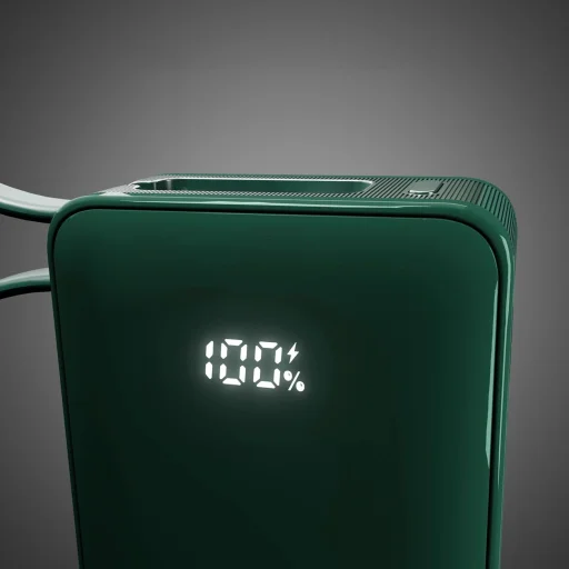Powerbank SBS 10000 mAh 20W beépített USB-C kábellel és digitális kijelzővel - zöld - 8