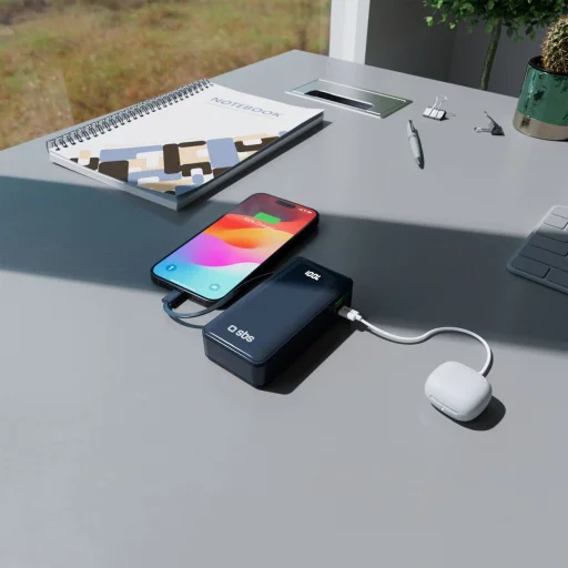 Powerbank SBS 10000 mAh 20W beépített USB-C kábellel és digitális kijelzővel - sötétszürke - 11