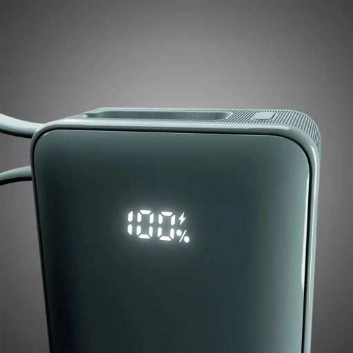 Powerbank SBS 10000 mAh 20W beépített USB-C kábellel és digitális kijelzővel - szürke - 8
