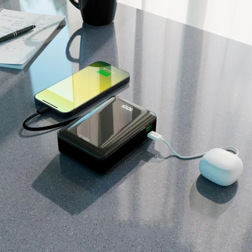 Powerbank SBS 20000 mAh 20W beépített USB-C kábellel és digitális kijelzővel - fekete - 11