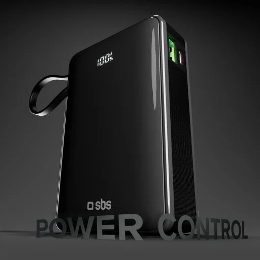 Powerbank SBS 20000 mAh 20W beépített USB-C kábellel és digitális kijelzővel - fekete - 5