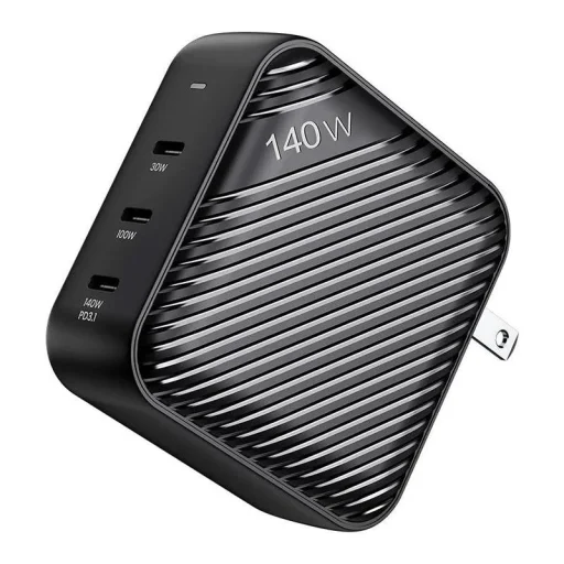 Hálózati töltő INVZI GanHub 3x USB-C, 140W, EU/UK/AU/US (fekete) - 2