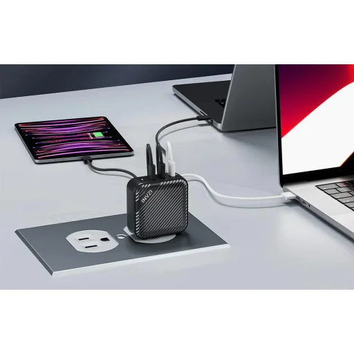 Hálózati töltő INVZI GanHub 3x USB-C, 140W, EU/UK/AU/US (fekete) - 7
