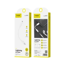 FONENG adapter BM20 Lightning - JACK 3.5MM 0.1M Fehér