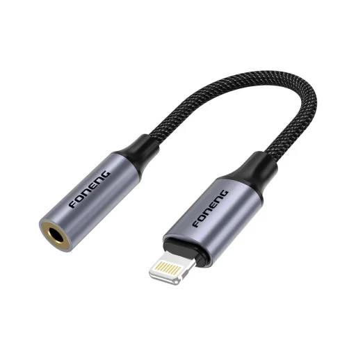 FONENG adapter BM30 Lightning - JACK 3.5MM 0.14M Fekete - 2
