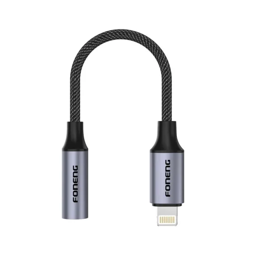 FONENG adapter BM30 Lightning - JACK 3.5MM 0.14M Fekete - 3