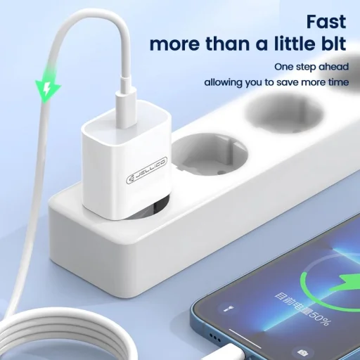 JELLICO fali töltő AK180 PD 20W 1xUSB-C + kábel USB-C - USB-C Fehér - 4