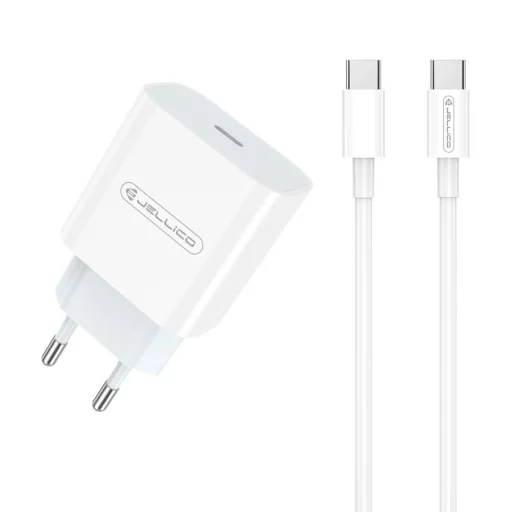 JELLICO fali töltő AK180 PD 20W 1xUSB-C + kábel USB-C - USB-C Fehér - 1