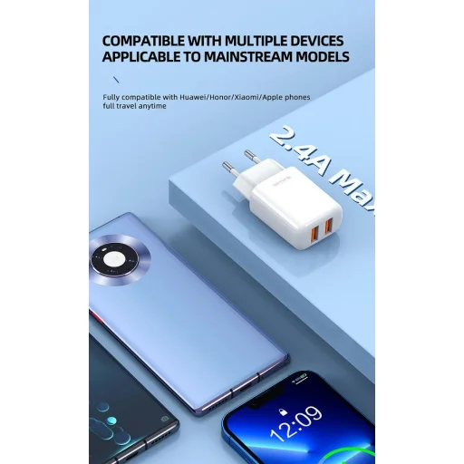 JELLICO fali töltő EU02 2.4A 12W 2xUSB Fehér - 5