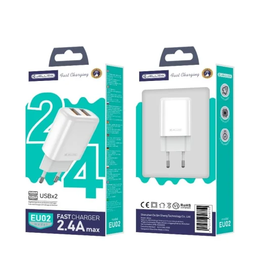 JELLICO fali töltő EU02 2.4A 12W 2xUSB Fehér - 1