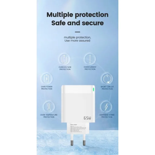 JELLICO fali töltő C79 GaN PD 65W 2xUSB-C + 1xUSB QC3.0 Fehér - 7