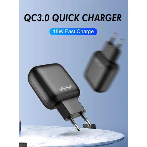 JELLICO hálózati töltő C32 18W 1xUSB QC3.0 + kábel Micro USB Fekete - 4