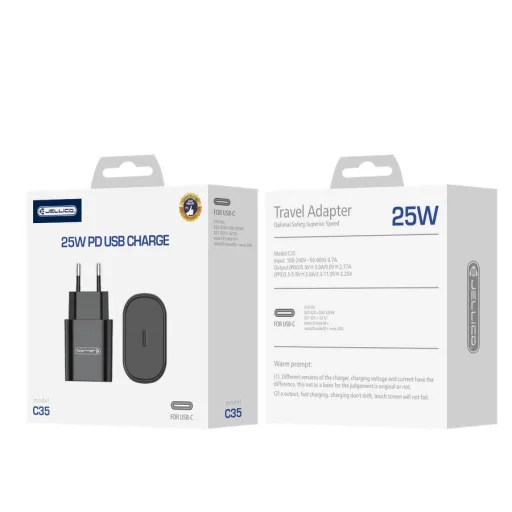JELLICO hálózati töltő C35 PD 25W 1xUSB-C fekete - 2