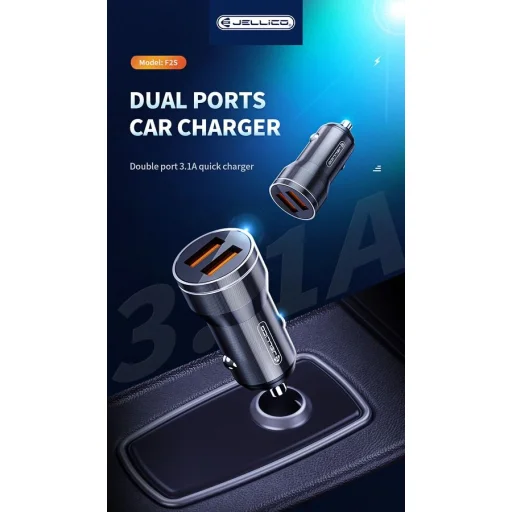 JELLICO autós töltő F2S 3.1A 18W 2xUSB fekete - 4