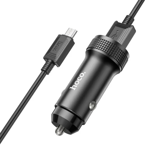 HOCO autós töltő Z49 2.4A 2xUSB + kábel Micro USB Fekete - 4