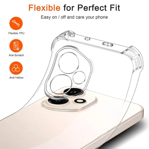 Techsuit - Ütésálló Átlátszó Szilikon - Honor 400 - Átlátszó tok - 3