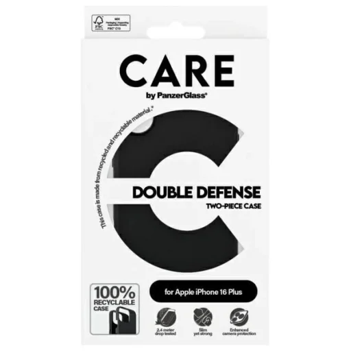 CARE by PanzerGlass Double Defense iPhone 16 Plus tok - Fekete - 4