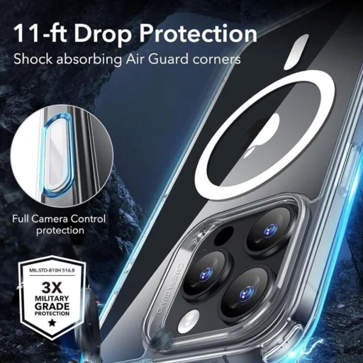  iPhone 16 Pro Átlátszó ESR Klasszikus Hibrid HaloLock tok - 5