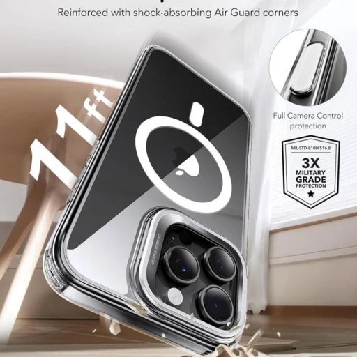  iPhone 16 Pro Átlátszó ESR Klasszikus Hibrid HaloLock Kitámasztó tok - 3