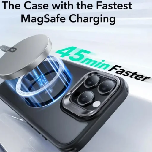  iPhone 16 Pro Matt Fekete ESR Klasszikus Hibrid HaloLock Kitámasztós Tok - 3