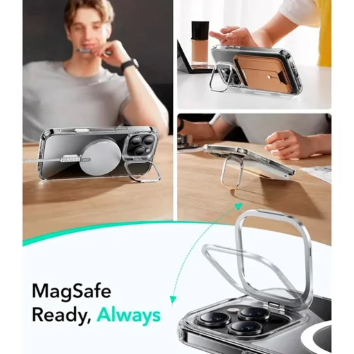  iPhone 16 Pro Max Átlátszó ESR Klasszikus Hibrid HaloLock Kitámasztó tok - 2