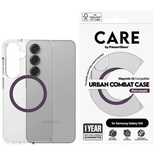CARE by PanzerGlass Flagship Urban Combat Lila QI tok Samsung Galaxy S25 számára - Átlátszó - 1