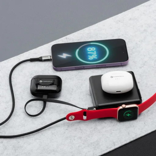 FORCELL F-ENERGY multifunkciós töltő 45W 6 az 1-ben USB A és USB C csatlakozókkal, 15000mAh powerbankkal és 15W vezeték nélküli töltéssel - 2