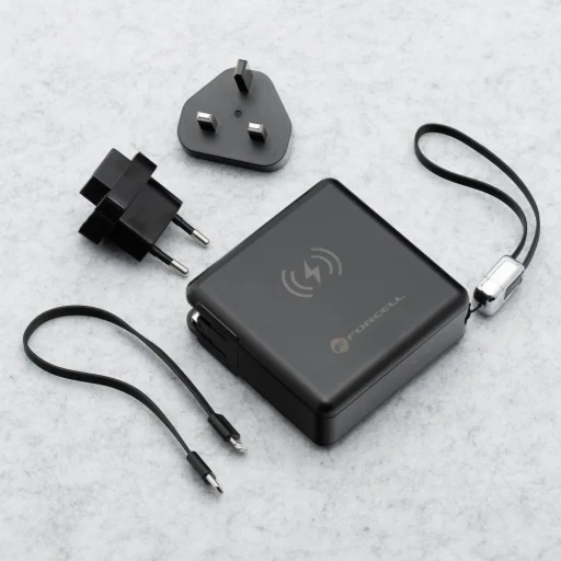 FORCELL F-ENERGY multifunkciós töltő 45W 6 az 1-ben USB A és USB C csatlakozókkal, 15000mAh powerbankkal és 15W vezeték nélküli töltéssel - 12